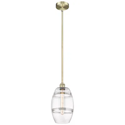 Innovations Lighting Edison Vaz 8" Wide Antique Brass Stem Hung Mini Pendant With Clear Sha