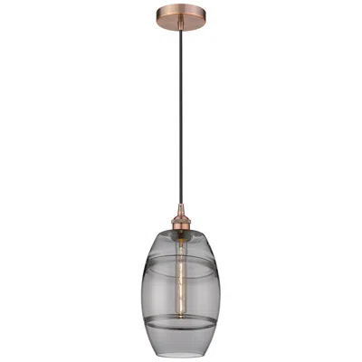 Innovations Lighting Edison Vaz 8" Wide Antique Copper Corded Mini Pendant W/ Light Smoke S