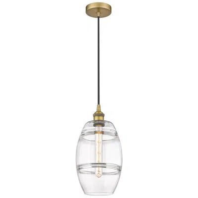 Innovations Lighting Edison Vaz 8" Wide Brushed Brass Cord Hung Mini Pendant With Clear Sha