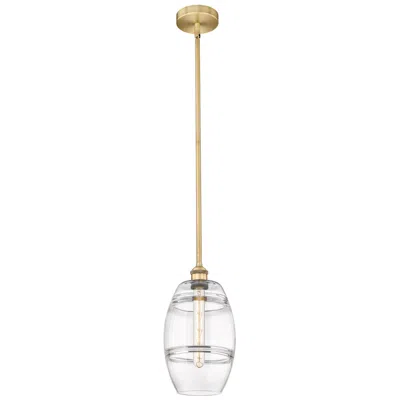 Innovations Lighting Edison Vaz 8" Wide Brushed Brass Stem Hung Mini Pendant With Clear Sha