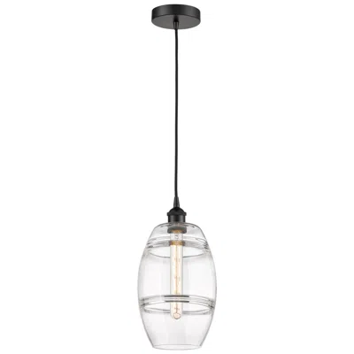 Innovations Lighting Edison Vaz 8" Wide Matte Black Cord Hung Mini Pendant With Clear Shade