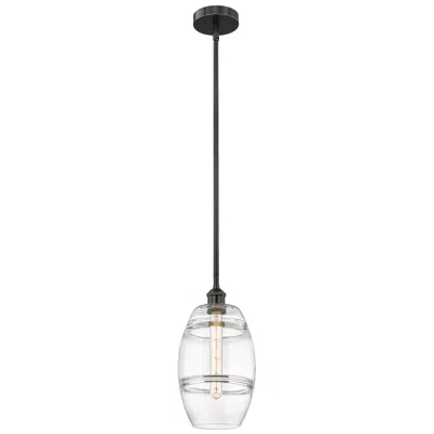 Innovations Lighting Edison Vaz 8" Wide Matte Black Stem Hung Mini Pendant With Clear Shade