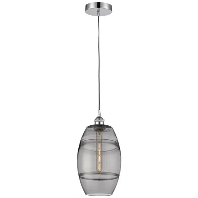 Innovations Lighting Edison Vaz 8" Wide Polished Chrome Corded Mini Pendant W/ Light Smoke