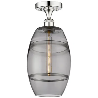 Innovations Lighting Edison Vaz 8" Wide Polished Chrome Semi-flush Mount With Light Smoke S