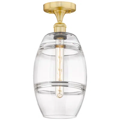 Innovations Lighting Edison Vaz 8" Wide Satin Gold Semi-flush Mount With Clear Shade