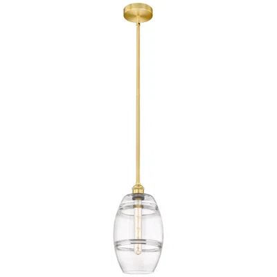 Innovations Lighting Edison Vaz 8" Wide Satin Gold Stem Hung Mini Pendant With Clear Shade