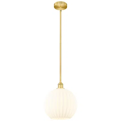 Innovations Lighting Edison White Venetian 12" Wide Satin Gold Mini Pendant