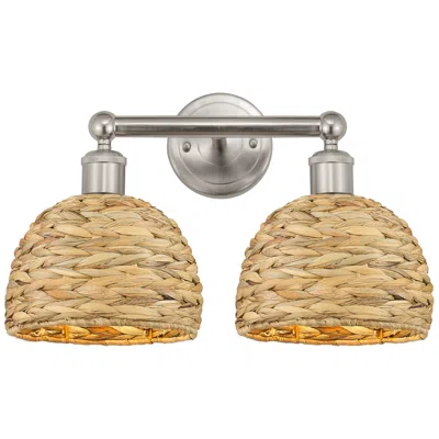 Innovations Lighting Edison Woven Rattan 17" Wide 2 Light Brushed Satin Nickel Vanity Light