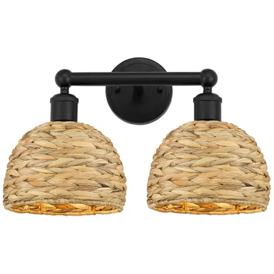 Innovations Lighting Edison Woven Rattan 17" Wide 2 Light Matte Black Vanity Light With