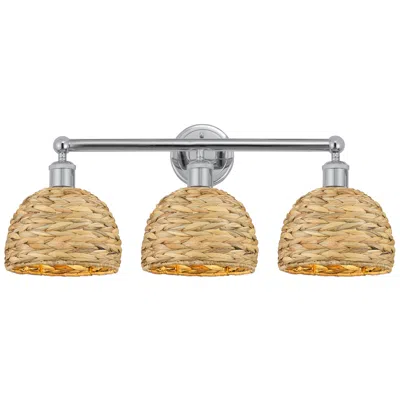 Innovations Lighting Edison Woven Rattan 26" Wide 3 Light Polished Chrome Bath Light With