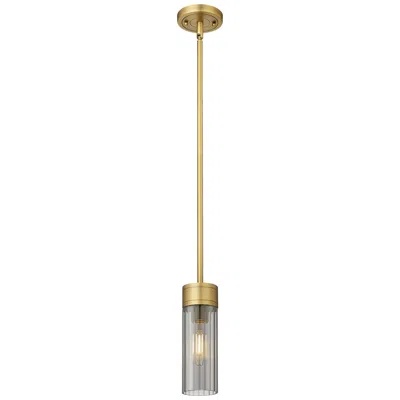 Innovations Lighting Empire 3.13" Wide Stem Hung Brushed Brass Pendant With Smoke Shade In Gold