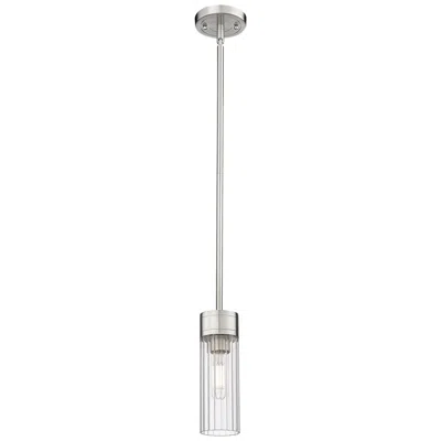 Innovations Lighting Empire 3.13" Wide Stem Hung Satin Nickel Pendant With Clear Shade In Gray