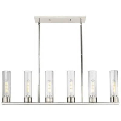 Innovations Lighting Empire 44.25"w 6 Light Polished Nickel Stem Linear Pendant W/ Clear Sh