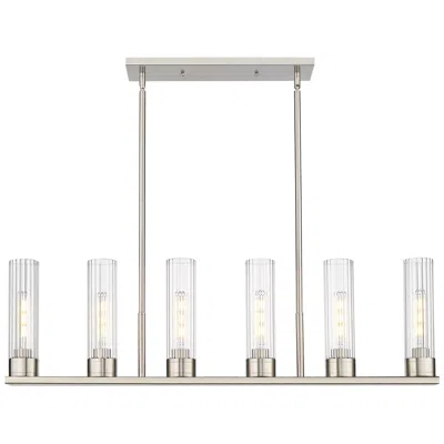 Innovations Lighting Empire 44.25"w 6 Light Satin Nickel Stem Hung Linear Pendant W/ Clear