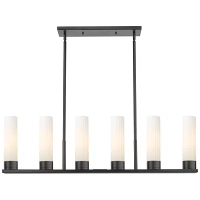 Innovations Lighting Empire 44.25"w 6 Light Stem Hung Matte Black Linear Pendant W/ White S