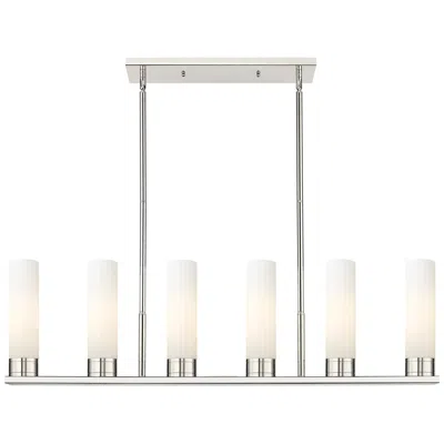 Innovations Lighting Empire 44.25"w 6 Lt Stemmed Polished Nickel Linear Pendant W/ White Sh