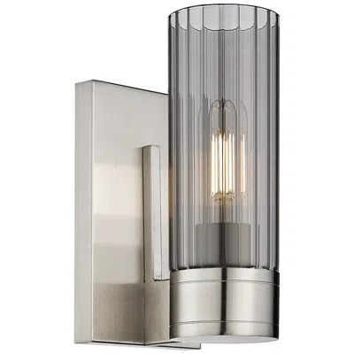Innovations Lighting Empire 9 1/2" High Satin Nickel Wall Sconce With Smoke Glass In Gray