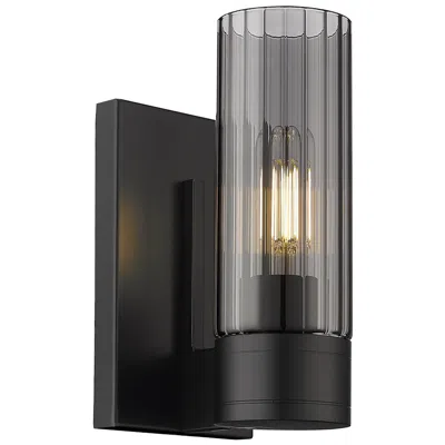 Innovations Lighting Empire 9.5" High Matte Black Sconce With Smoke Shade