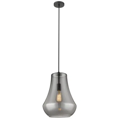 Innovations Lighting Fairfield 12" Matte Black Cord Hung Mini Pendant W/ Plated Smoke Shade