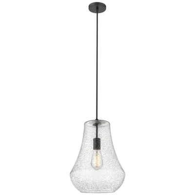Innovations Lighting Fairfield 12" Matte Black Cord Hung Mini Pendant W/ Seedy Shade