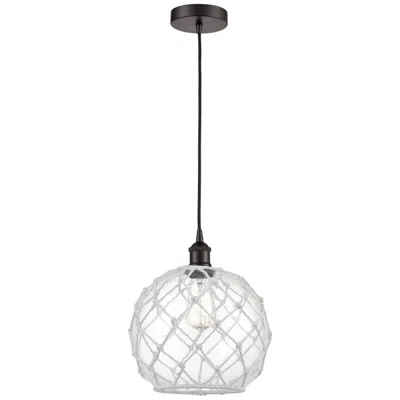 Innovations Lighting Farmhouse 10" Bronze Mini Pendant W/ Clear Glass With White Rope Shade