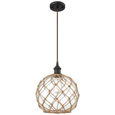 Innovations Lighting Farmhouse 10" Led Mini Pendant - Oil Rubbed Bronze - Clear Glass - Bro In Black