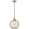 Innovations Lighting Farmhouse 10"w Corded Antique Brass Mini Pendant W/ Clear And Brown Sh In Brown