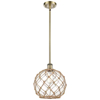 Innovations Lighting Farmhouse 10"w Stem Antique Brass Mini Pendant W/ Clear And Brown Shad