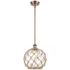 Innovations Lighting Farmhouse 10"w Stem Hung Copper Mini Pendant W/ Clear And Brown Shade In Gold