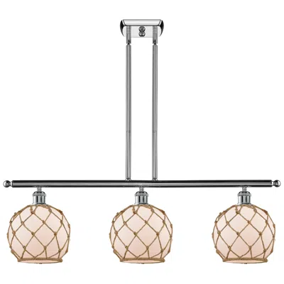 Innovations Lighting Farmhouse 36"w 3 Light Chrome Island Light W/ White And Brown Shade