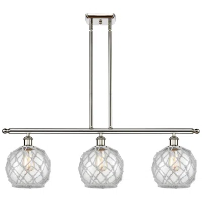 Innovations Lighting Farmhouse 36"w 3 Lt Polished Nickel Island Light W/ Clear And White Sh