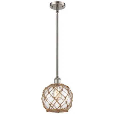 Innovations Lighting Farmhouse 8" Led Mini Pendant - Satin Nickel - Clear Glass - Brown