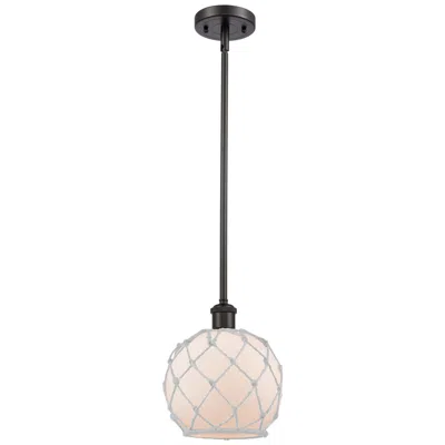 Innovations Lighting Farmhouse 8"w Stem Hung Bronze Mini Pendant W/ White Shade