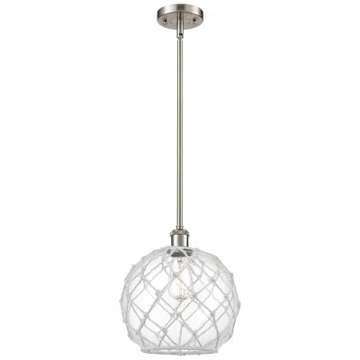 Innovations Lighting Farmhouse Rope 10"w Brushed Nickel Stem Mini Pendant Clear And White S