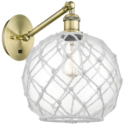 Innovations Lighting Farmhouse Rope 12"h Brass Adjustable Sconce W/ Glass & White Rope Shade