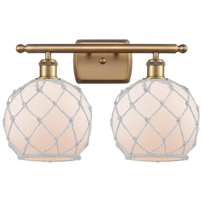 Innovations Lighting Farmhouse Rope 16"w 2 Light Brushed Brass Bath Light W/ White Rope Sha