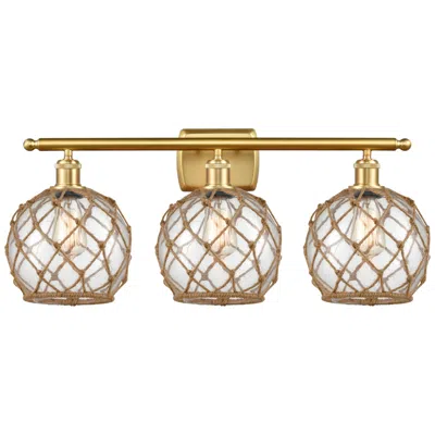 Innovations Lighting Farmhouse Rope 26"w 3 Light Satin Gold Bath Light W/ Clear And Brown S