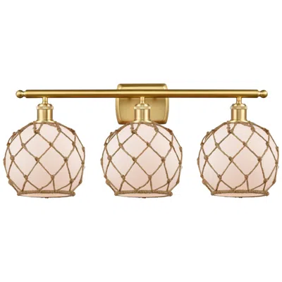 Innovations Lighting Farmhouse Rope 28"w Gold 3-light Bath Light W/ White Glass