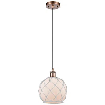 Innovations Lighting Farmhouse Rope 8"w Copper Corded Mini Pendant W/ White Rope Shade