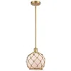 Innovations Lighting Farmhouse Rope 8"w Gold Stem Mini Pendant W/ White And Brown Rope Shad In Gold