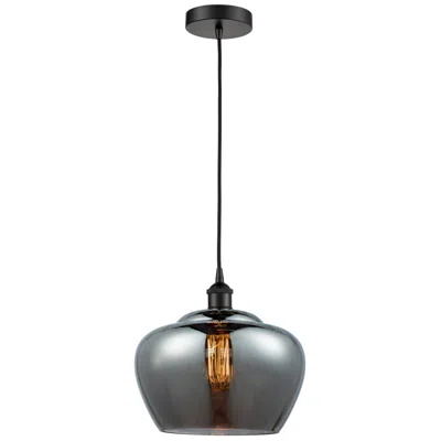 Innovations Lighting Fenton 11" Wide Matte Black Mini Pendant With Smoke Shade