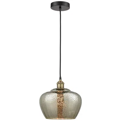 Innovations Lighting Fenton 11"w Black And Antique Brass Cord Hung Mini Pendant