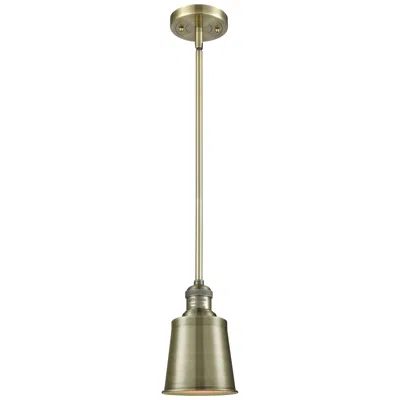 Innovations Lighting Franklin Addison 5"w Antique Brass Stem Hung Mini Pendant W/ Brass Sha