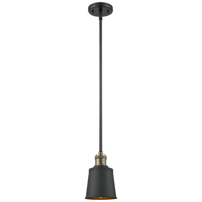 Innovations Lighting Franklin Addison 5"w Black Brass Stem Hung Mini Pendant W/ Black Shade