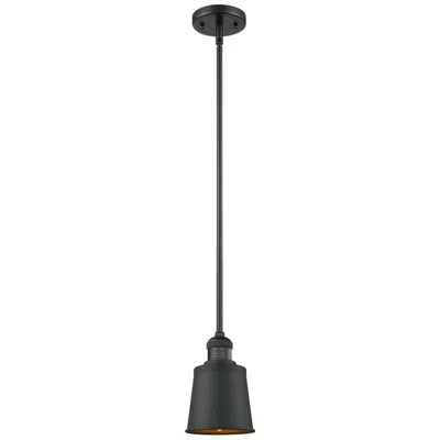 Innovations Lighting Franklin Addison 5"w Matte Black Stem Hung Mini Pendant W/ Black Shade