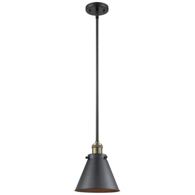 Innovations Lighting Franklin Appalachian 8" Black Brass Stemmed Mini Pendant W/ Black Shad