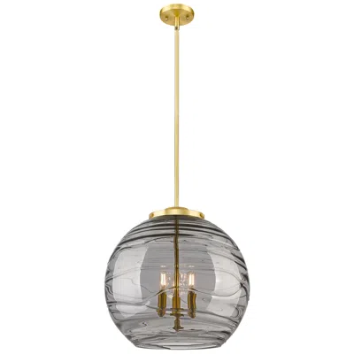 Innovations Lighting Franklin Athens 17.88"w 3 Light Gold Stemmed Pendant W/ Smoke Swirl Sh