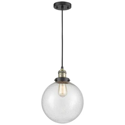 Innovations Lighting Franklin Beacon 10" Wide Black Brass Corded Mini Pendant W/ Seedy Shad
