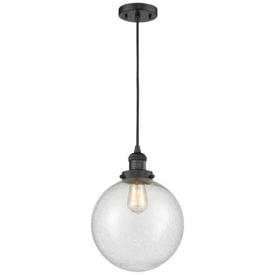 Innovations Lighting Franklin Beacon 10" Wide Matte Black Corded Mini Pendant W/ Seedy Shad