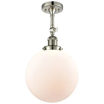 Innovations Lighting Franklin Beacon 10"w Polished Nickel Adjustable Semi.flush W/ White Sh